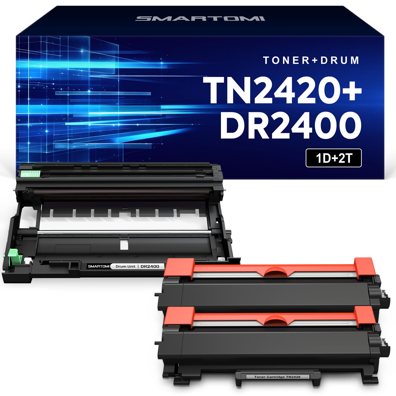DR2400 TN2420 Cartouche de Toner & Tambour Compatible pour Brother DR2400 TN2420 pour Brother L2375DW L2710DN MFC-L2710DW HL-L2350DW L2370DN L2750DW DCP-L2530DW (1 Toner + 2 Tambour)