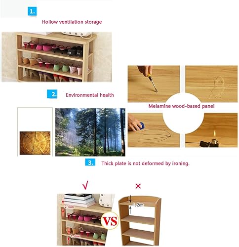 Miniatura 3 de ZEELYDE Zapatero estante de almacenamiento de madera de alta capacidad multifunción organizador de botas pasillo entrada zapatos gabinete cubierta