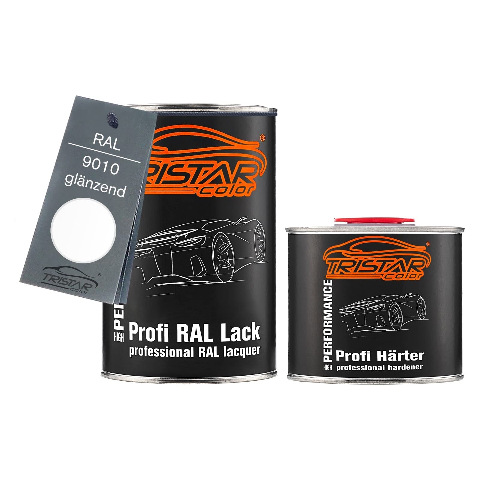 TRISTARcolor RAL 9010 Reinweiss brillant Pot de peinture automobile 2K 1,5 litre / 1500 ml durcisseur inclus