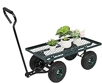 Outvita Heavy Duty Metal Deck Garden Cart with 10" Pneumatic Tires - 176 lbs Capacity for Yard, Farm, Garden & Cargo Hauling (Green)