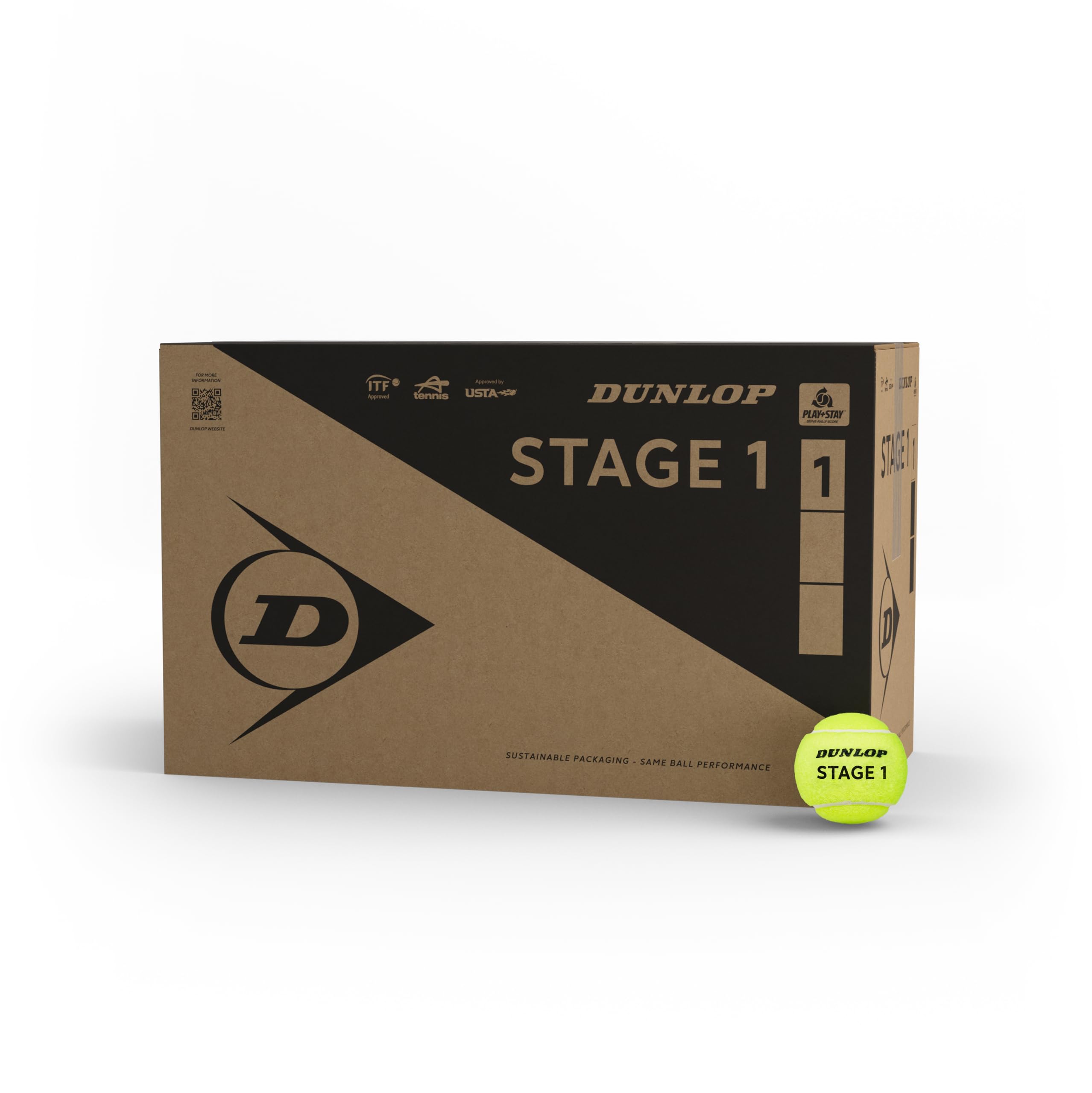 DUNLOP Tennisball Stage 1 Grün - für Kinder & Anfänger auf dem Großfeld (72 Bälle)
