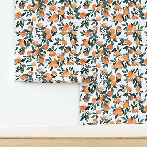 Miniatura 4 de Spoonflower Papel tapiz autoadhesivo de 3 x 2 pies  Clementine White Oranges Frutas Cítricos Verano Tropical Pequeña Escala Clementinas Papel