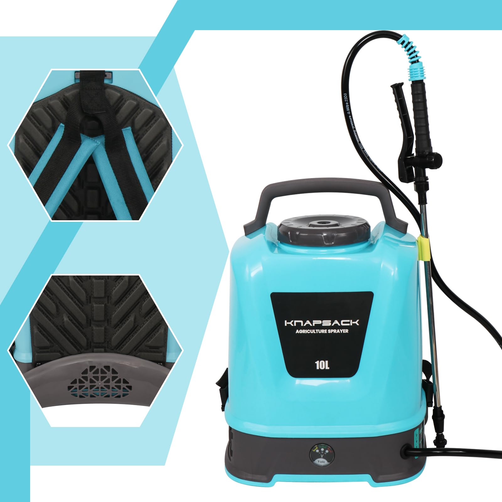 Pompa Irroratrice a Batteria 10L Pompa a Spalla a Batteria 12V Ricaricabile Spruzzatore Potente per Piante Giardino Frutteto