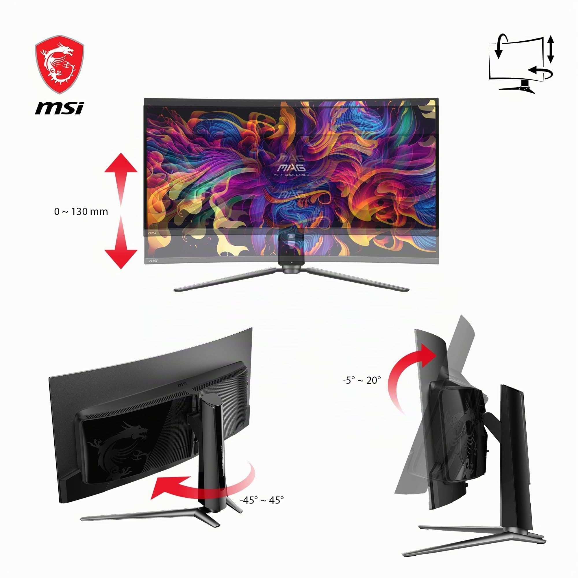 MSI mag 341CQPA QD-OLED Monitor Gaming Curvo de 34" UWQHD: 1800R, QD-OLED de 3440 x 1440, 175 Hz / 0,03 ms, 99% DCI-P3, ΔE≤2, DisplayHDR True Black 400, KVM - DP 1.4a, HDMI 2.1, Type C, Negro