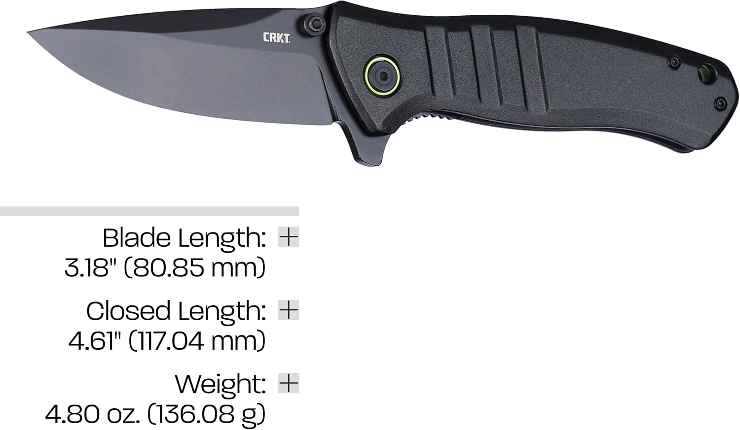 CRKT Dextro EDC Folding Pocket Knife: Everyday Carry Plain Edge, Liner Lock, Aluminum Handle 6295, Gray and Black