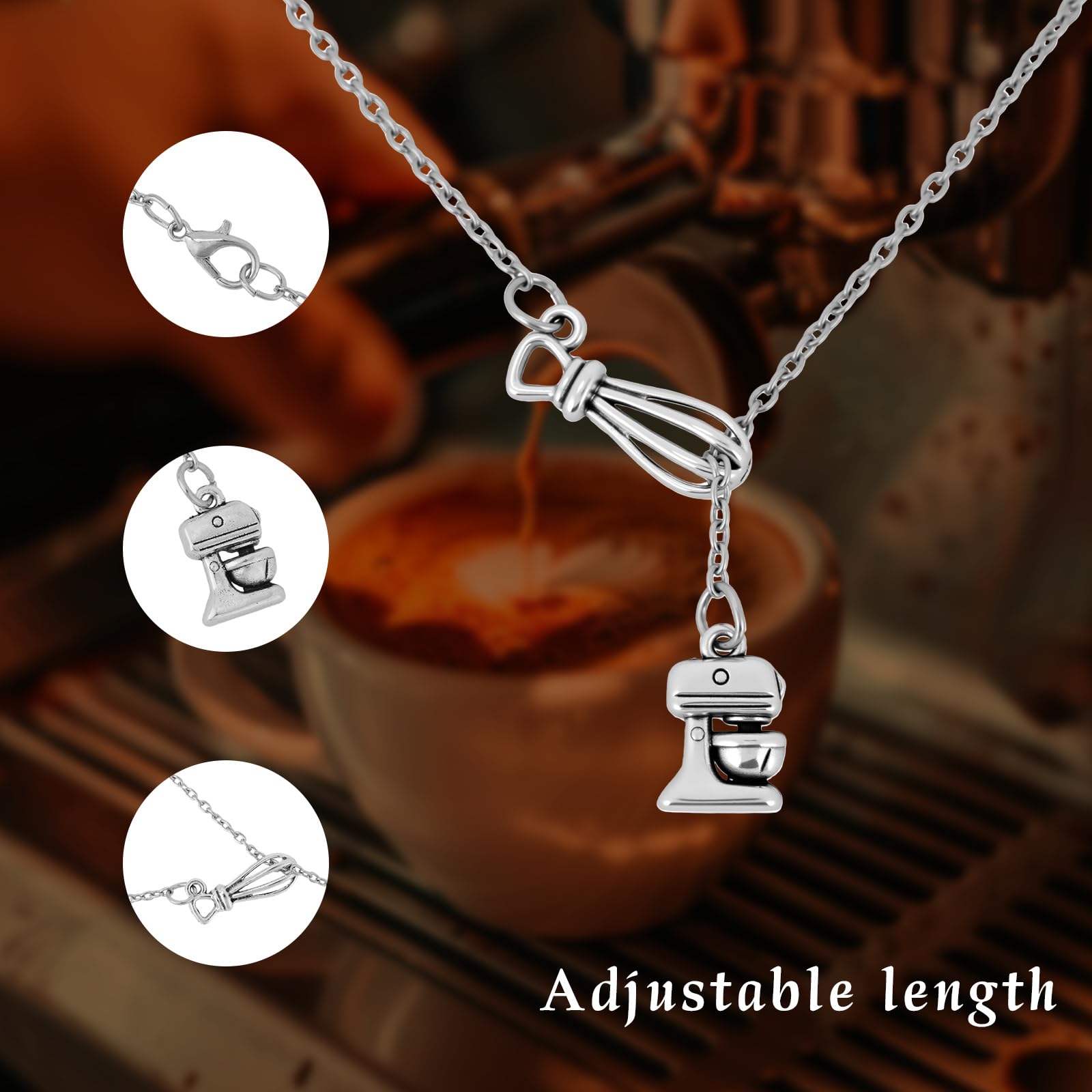 Mikovivi Baking Necklace for Women, 32.5cm/12.8 Inch Chef Gifts Jewelry Baker Necklace Charm for Female Bakers Gift Baking-Themed Party