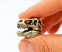 Vista 1 de T-Rex Skull Pendant Dinosaur Keychain Tyrannosaurus Rex Brass Handmade Animal Skeleton Figurine Sculpture