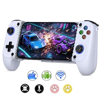 Mobile Game Controllers for iPhone/Android, Hall Effect Phone Controllers Support Phone Case,Game Controllers for Xbox,for PlayStation,Cloud/Steam Gaming