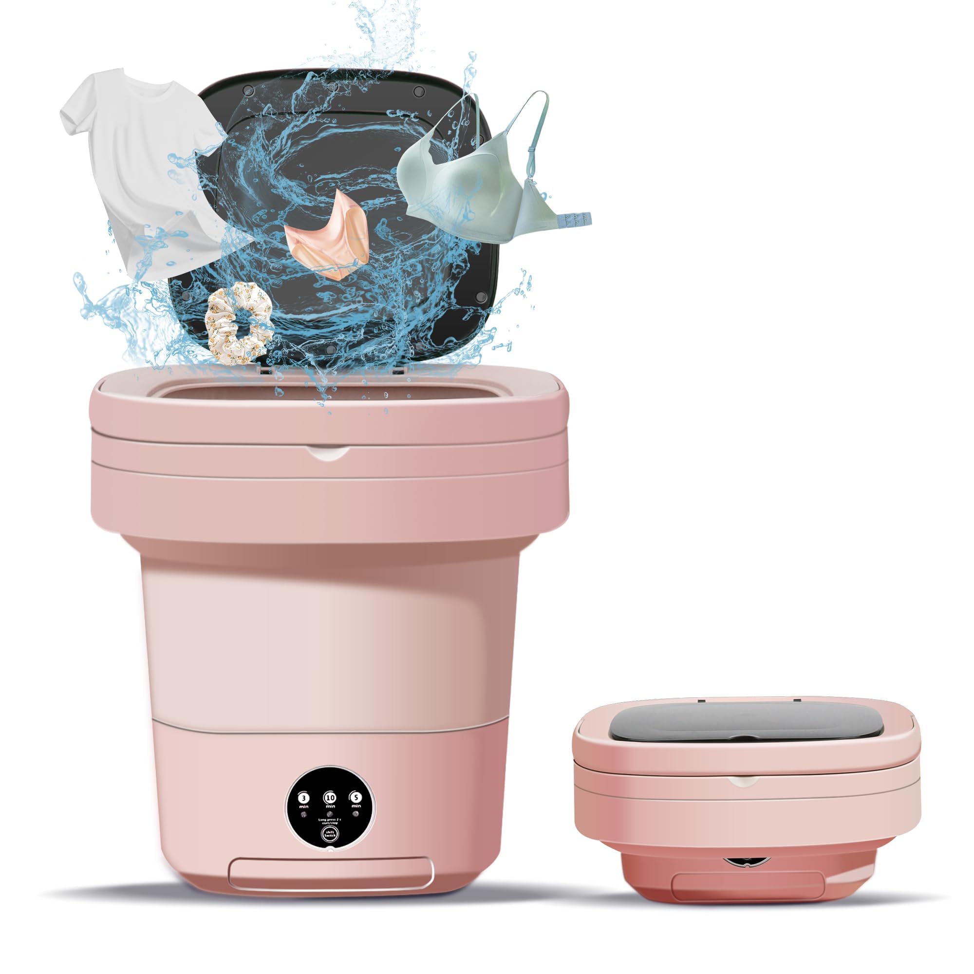Portable Washing Machine,11L Folding Mini Washer with 3 Modes Deep Cleaning of underwear, baby clothes, Foldable Washing Machine for Apartments, Dorm, Camping, RV, Travel Laundry(Pink) (B0CZCRL79T) Amazon Price History, Amazon Price Tracker