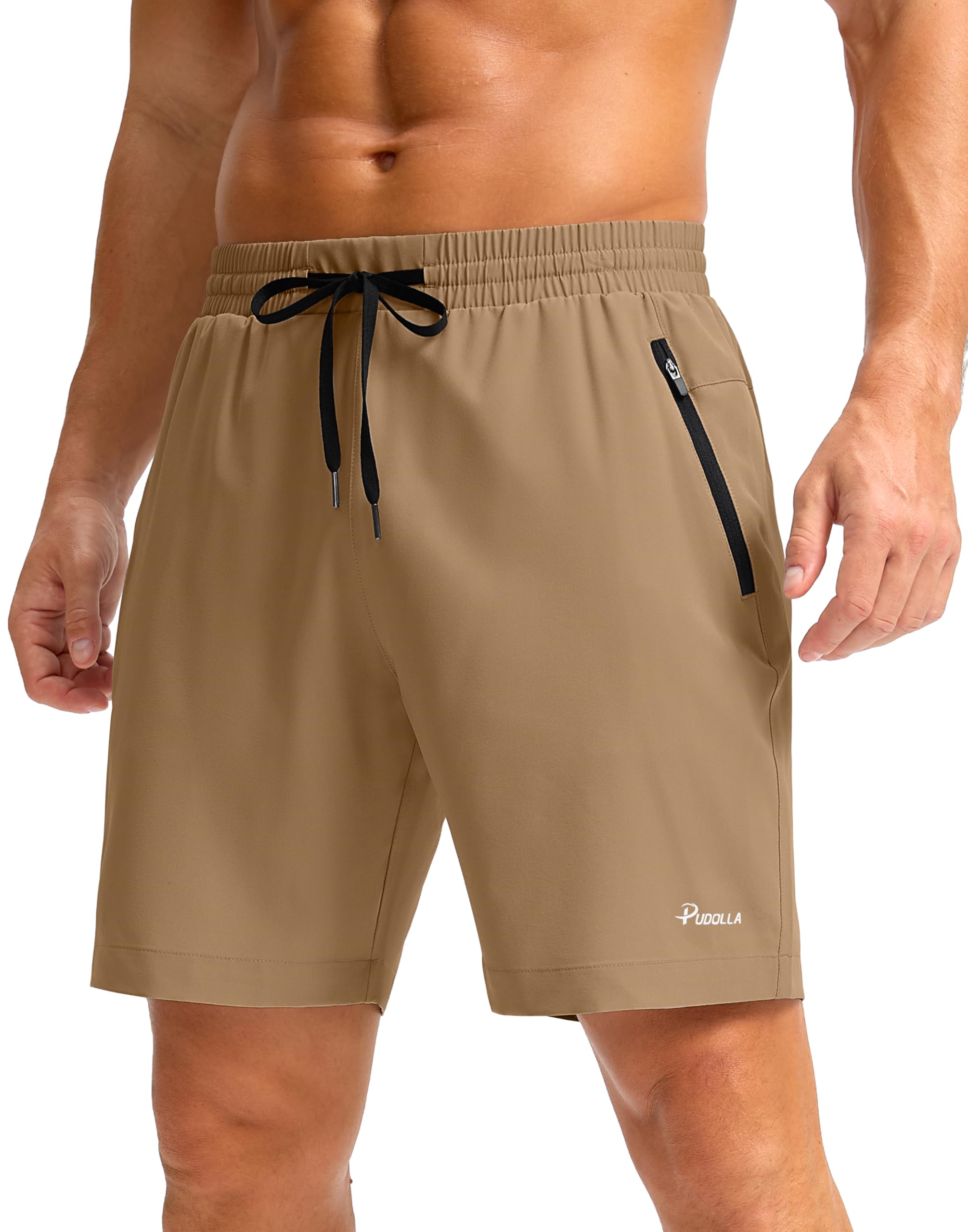 Pudolla Men's Running Gym Shorts with Zipper Pockets 5"/7"/ Lightweight Quick Dry Running Workout Athletic Short