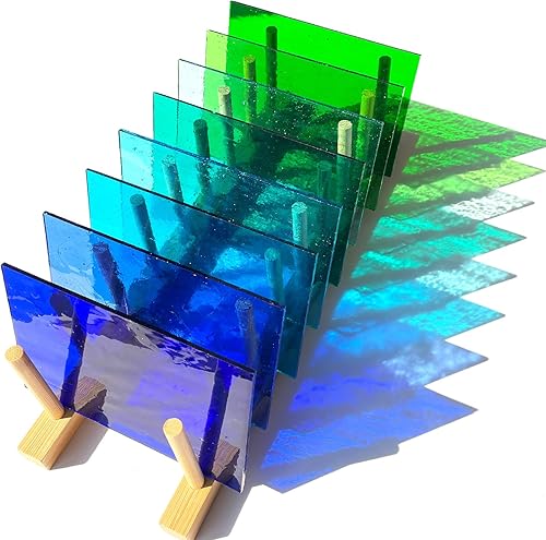 Miniatura 16 de LITMIND Paquete variado de 16 hojas de vitrales, azulejos de mosaico de 4 x 6 pulgadas para manualidades, arte catedral de colores surtidos, hojas