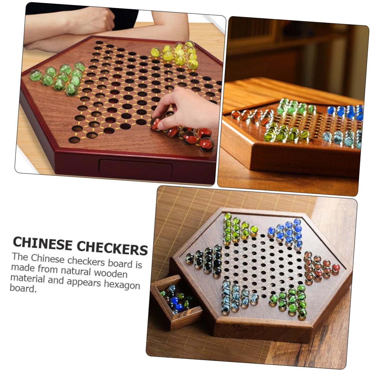 Dama Cinese per Ragazzo Ragazza e Adulti Set da Gioco in Legno con Scacchiera e Pedine in Vetro Colorato Gioco da Tavolo Tradizionale Educativo per Famiglia e Viaggi