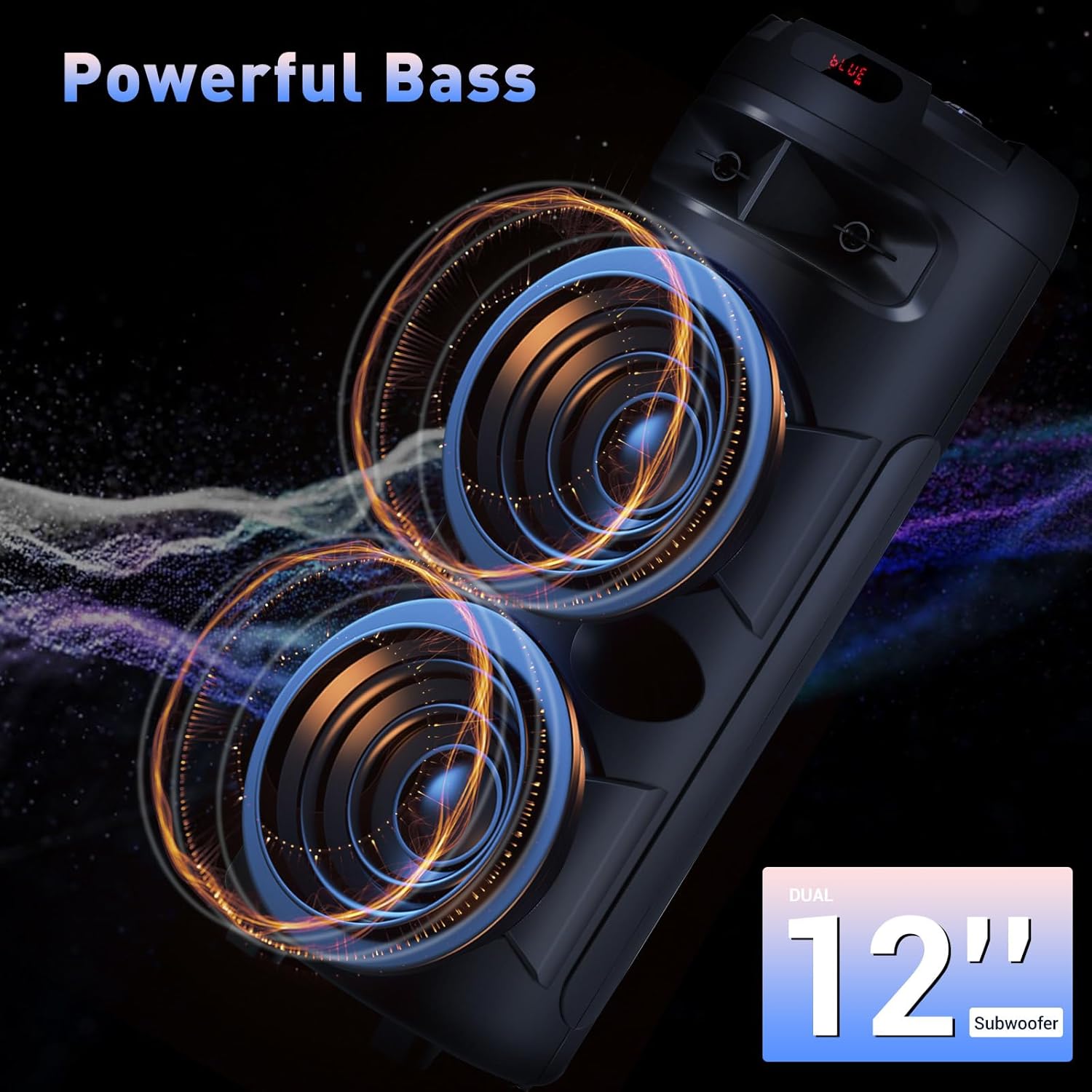 Dual 12'' Wireless Party Bluetooth Speaker with Microphone & Remote, Portable PA Speaker System with FM Radio, DJ LED Light, Karaoke Machine Support USB/TF/AUX/TWS for Camping/Wedding