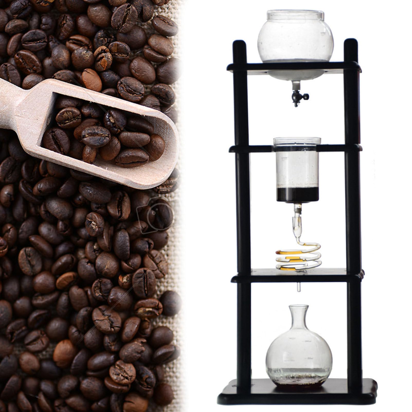 5-8 Personen Iced Coffee Cold Brew Drip Tower Kaffeemaschine Aus Holz, Produktkapazität 1000 Ml, Mit Slow Drip-Technologie, Für Das Home Office