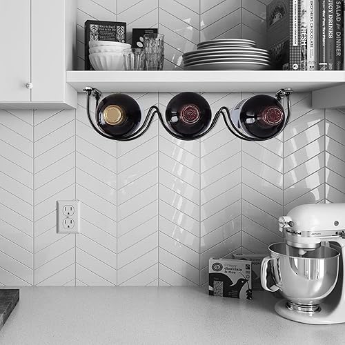 Miniatura 8 de FOMANSH Estante de vino para debajo del gabinete, organizador y almacenamiento para botellas, organizador debajo del gabinete para botellas de