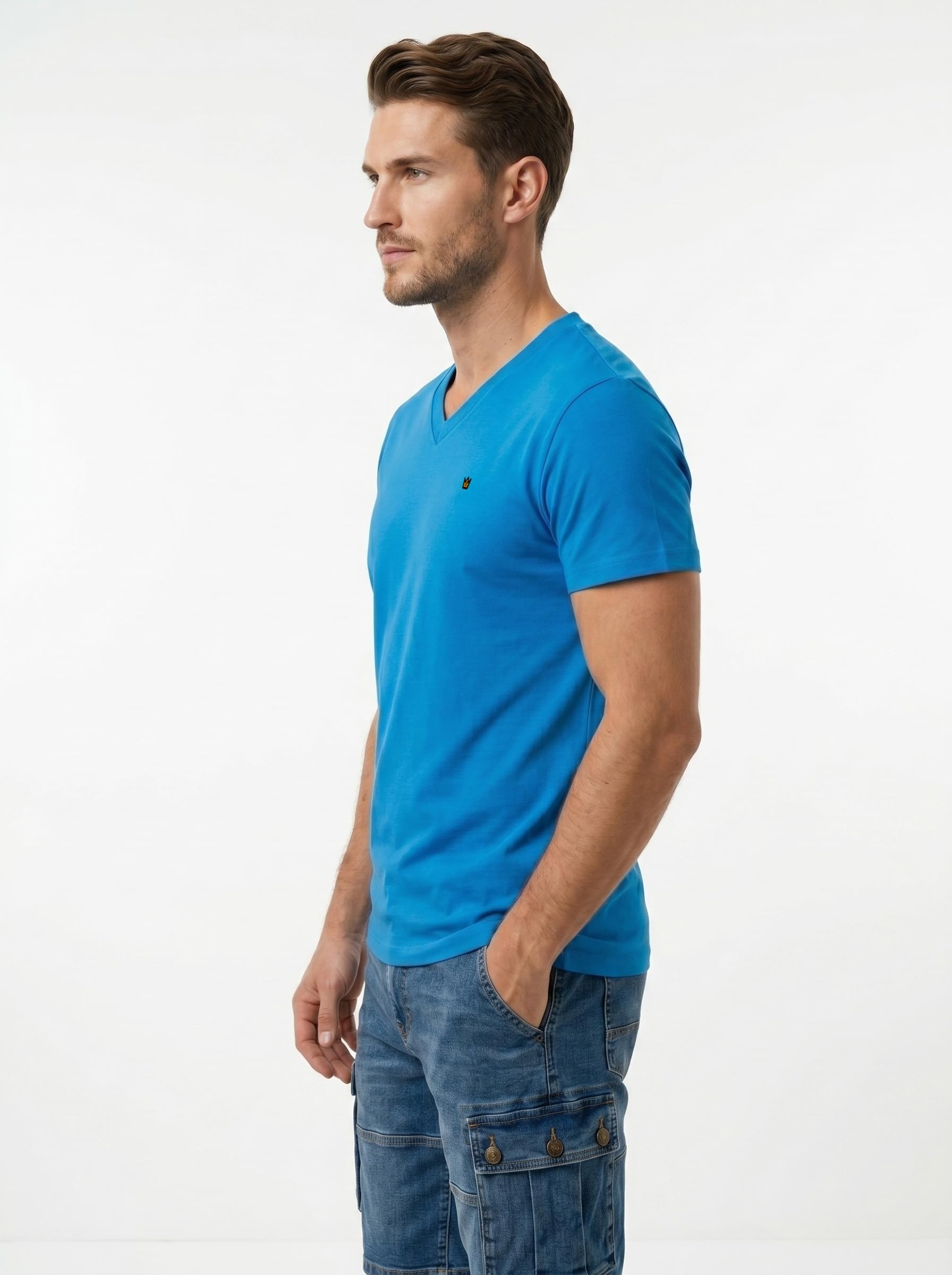 Camisetas de manga corta con cuello en V para hombre, estilo casual, paquete de 6