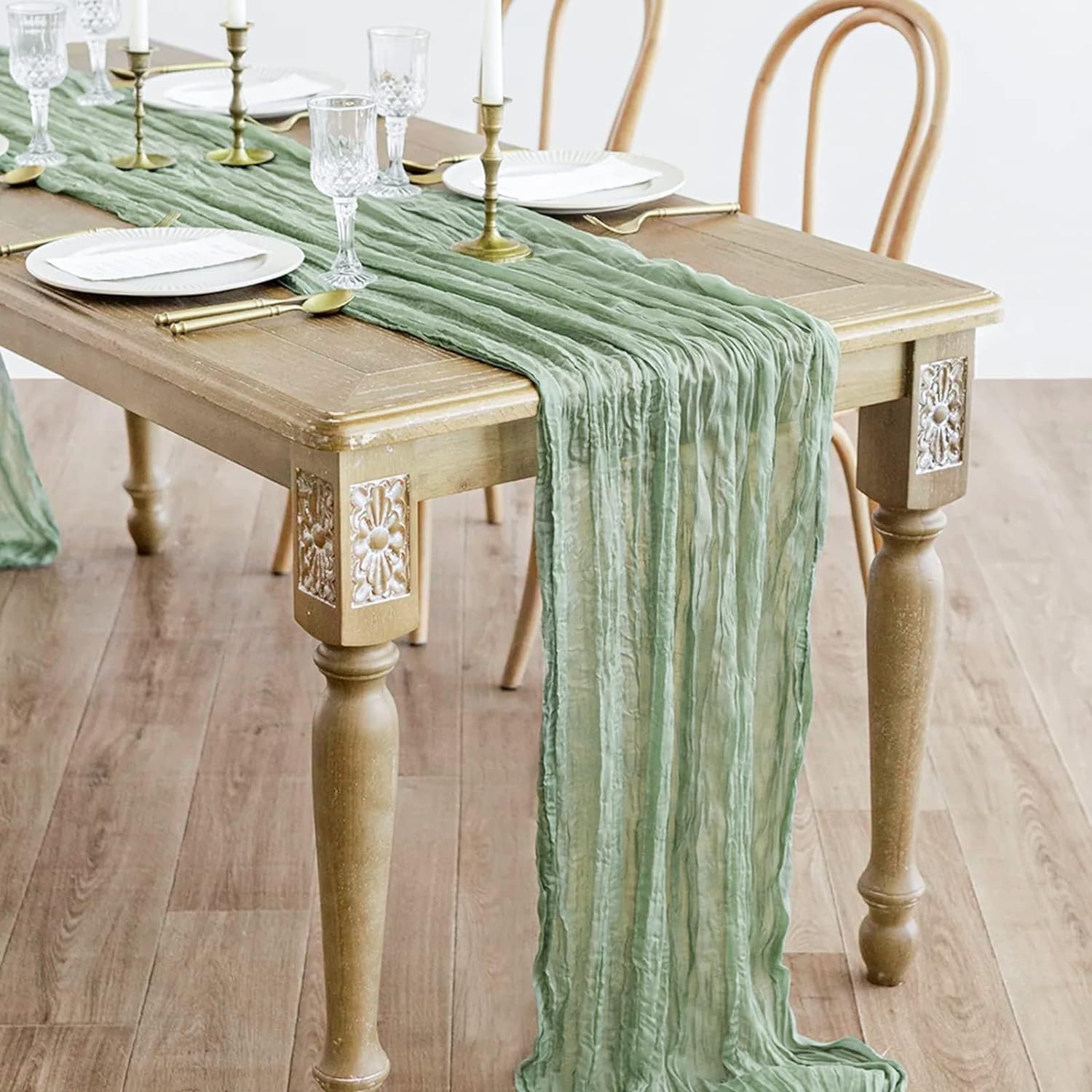 Lot De 4 Chemins De Table En Gaze Bohème 300x90 Cm Marron - Décoration Mariage Et Fête