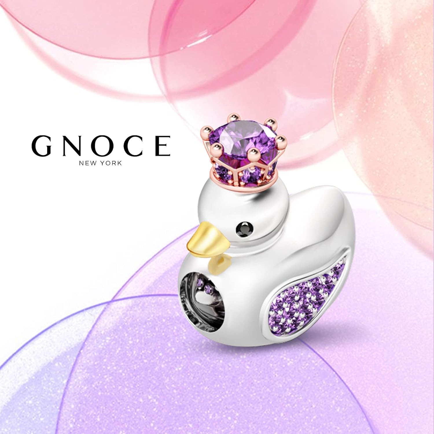 GNOCE 925 Sterling Silver Duck Charms for Bracelet Animal Pendant Jewelry Duck Queen Charm For Women Gift - Image 2