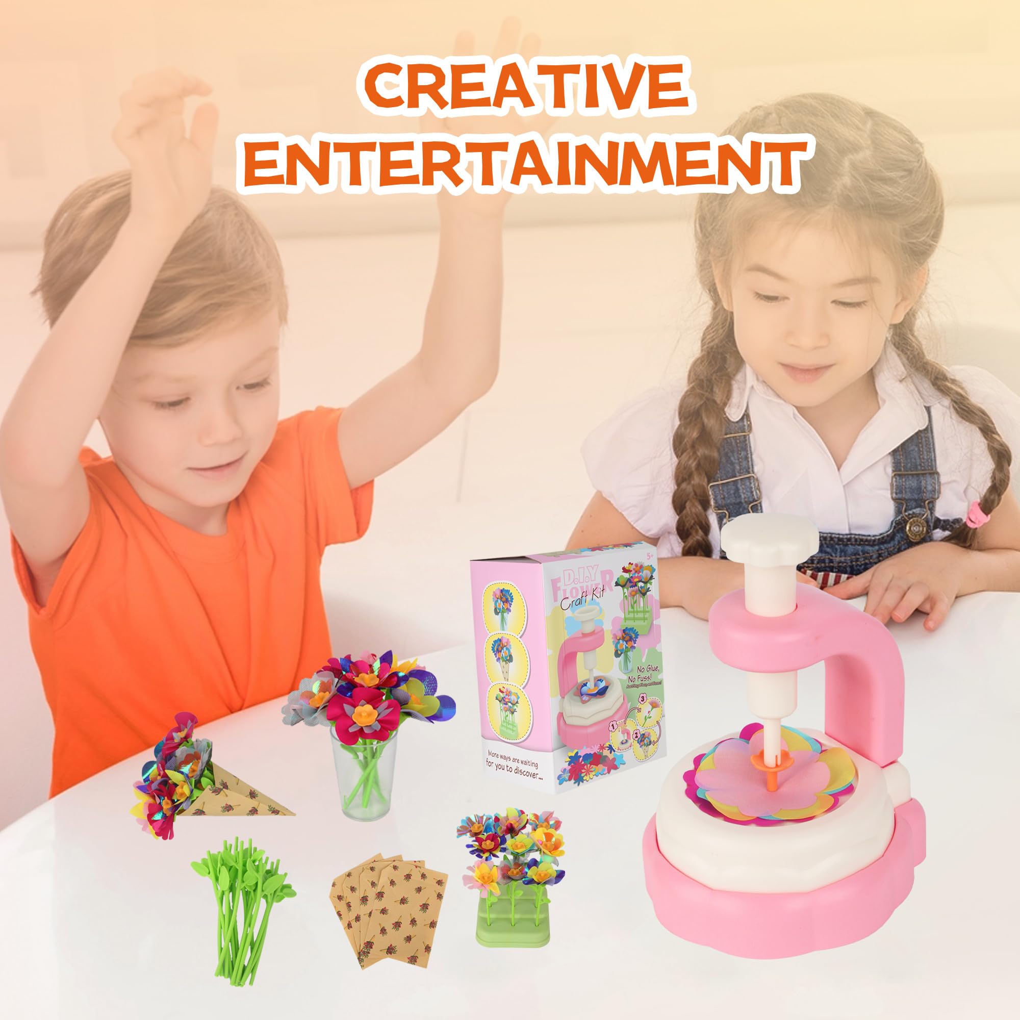 LIAILA Laboratorio dei Fiori, Laboratorio di Bouquet Fai da Te con Macchina Inclusa, Giocattolo Educativo per Ragazze, Lavoretti Creativi Fiori, Kit Creativo per Bambine dai 5 6 7 8 9 10 Anni