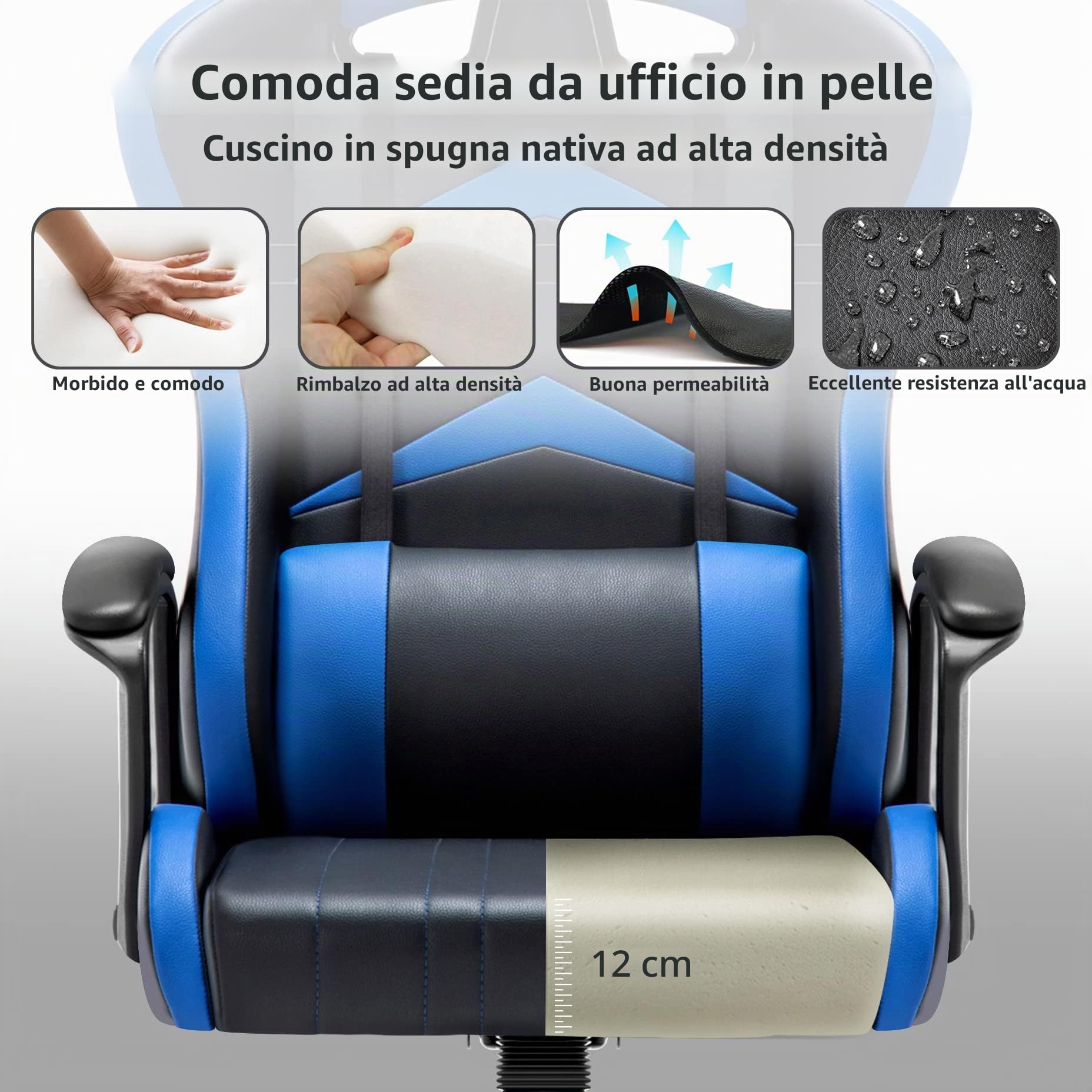 IntimaTe WM Heart Sedia da Gaming, Poltrona Gaming Sedia Ufficio Gaming Meccanismo di Inclinazione, Schienale Alto Ergonomica, Sedia da Gioco con Comoda Supporto Poggiatesta e Lombare, Blu