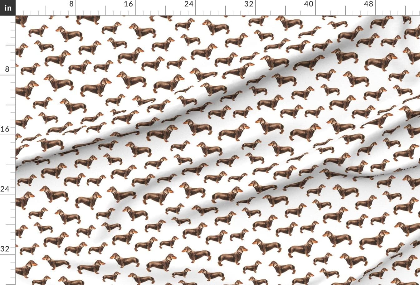 Spoonflower Fabric - White Dogs German Dachshund Puppy Wiener Chocolate Printed on Upholstery Velvet Fabric Fat Quarter - Upholstery Home Decor Bottomweight Apparel