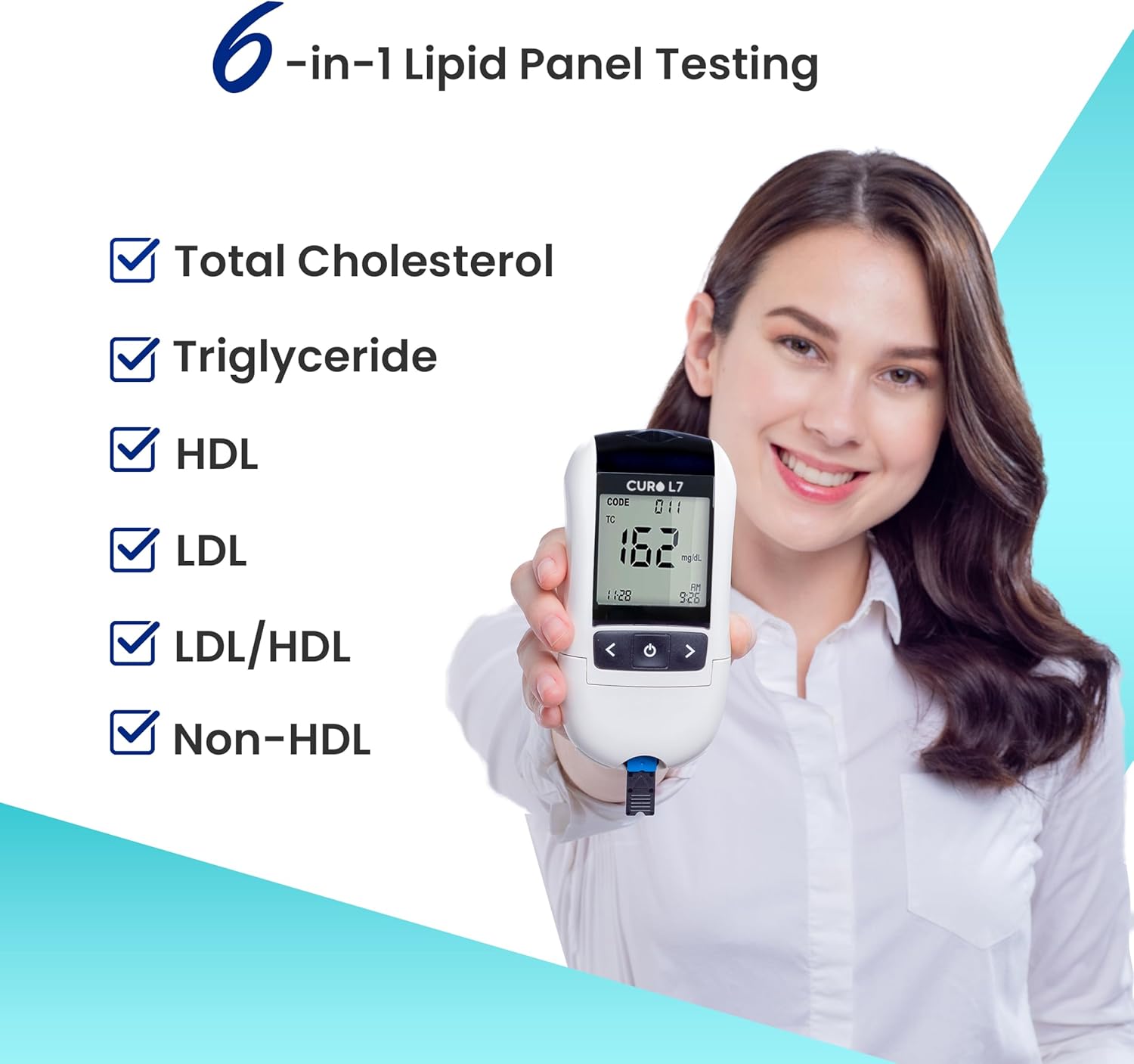 CURO L7 - Cholesterol Multi Test Strips : Included 10 Strips (Device in NOT Included) 10 Qty (TC, TG, HDL & LDL)
