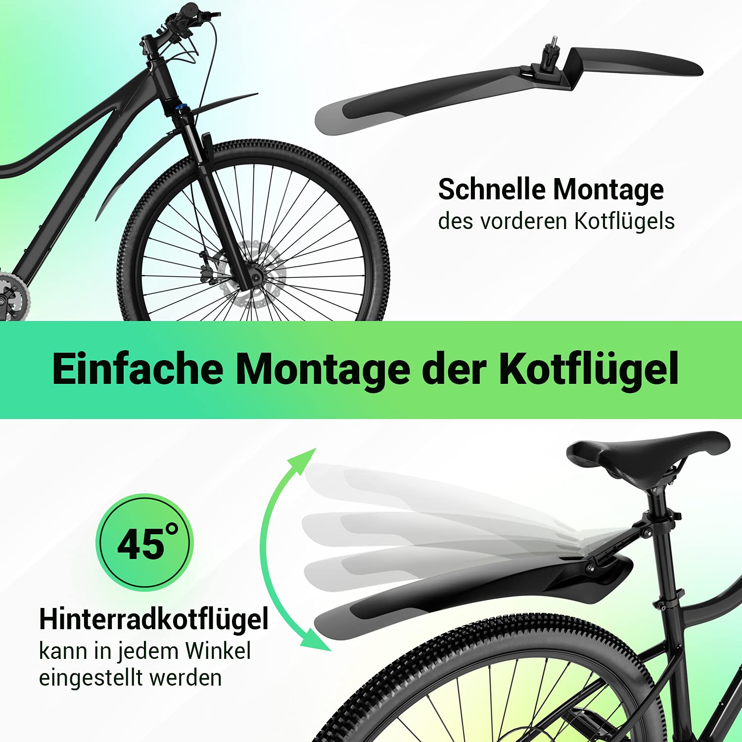 Spatborden, set voor fiets, mountainbike 26, 27,5, 28, 29 inch, spatbord voor achterwiel en voorwiel, steekspatbord, MTB-spatbord, fietsspatbord, accessoires Spatborden, set voor fiets, mountainbike 26, 27,5, 28, 29 inch, spatbord voor achterwiel en voorwiel, steekspatbord, MTB-spatbord, fietsspatbord, accessoires