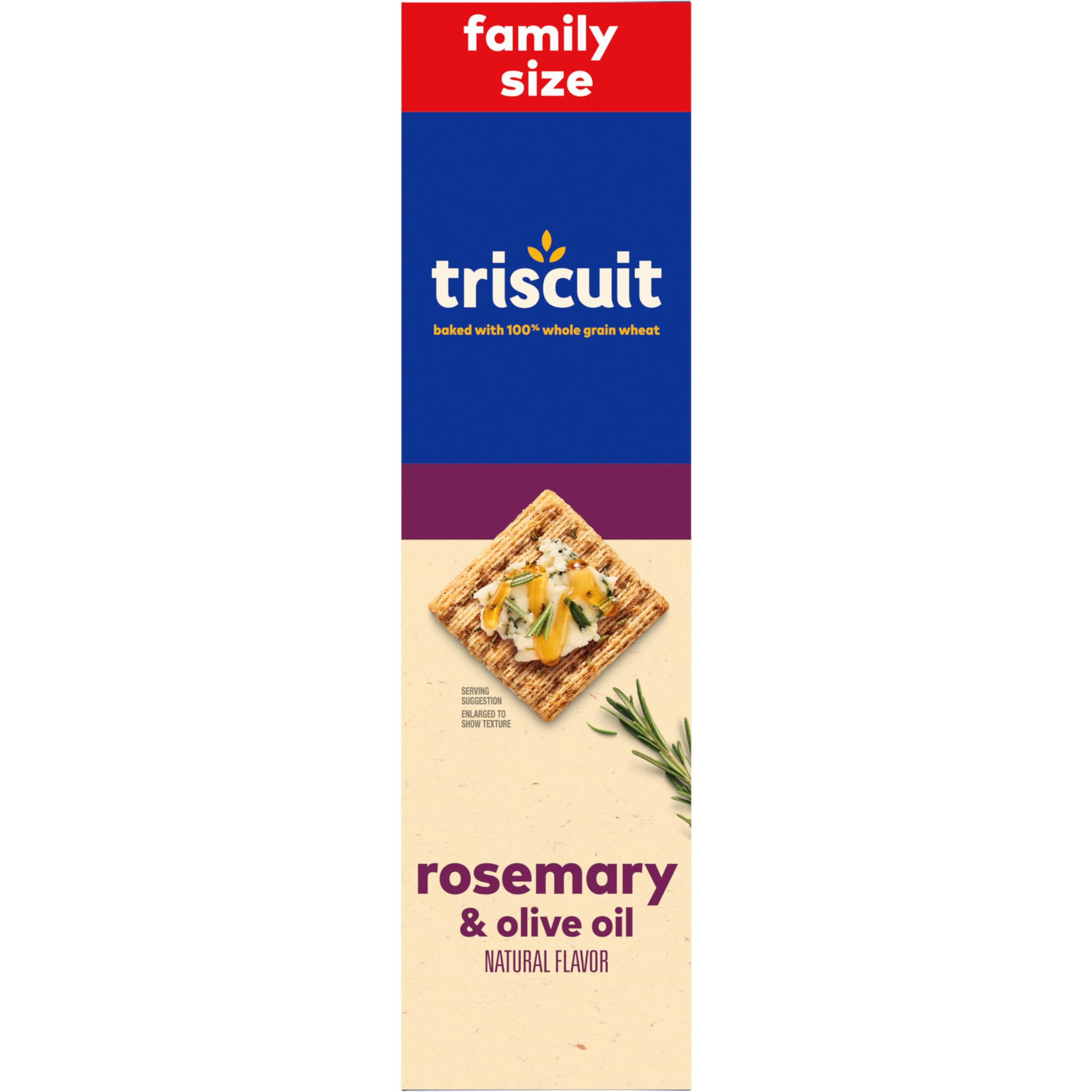 Triscuit Galletas de trigo de grano entero con aceite de romero y oliva, tamaño familiar, 6 cajas de 12.5 onzas