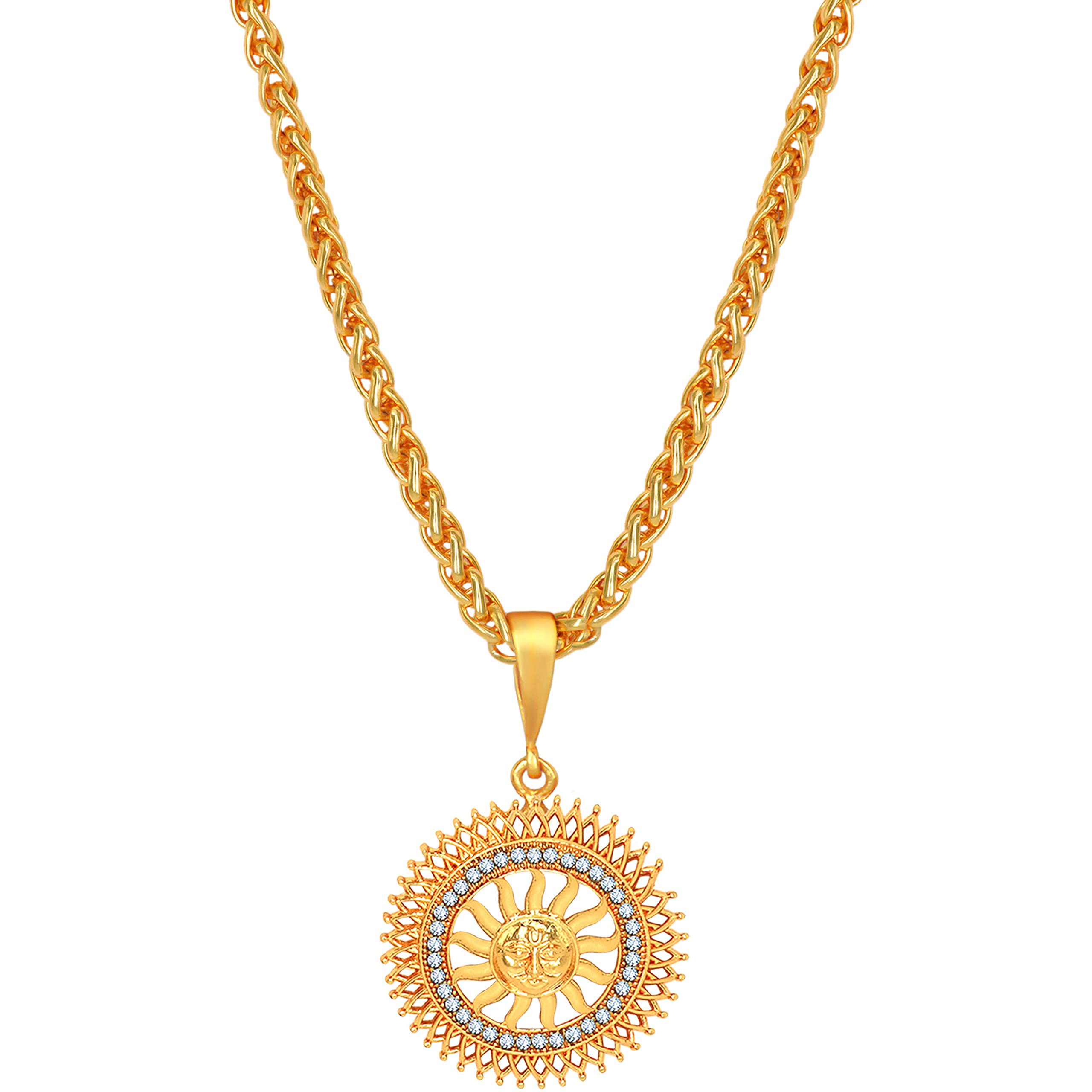 Fashion Frill Stunning Mens Jewellery Golden Chain For Men AD Sun Gold Plated Chain Locket Pendant Chians For Mens Boys Locket Sun Design Gold Plated Chain Locket Pendant (B098LFSZ9F) Amazon Price History, Amazon Price Tracker