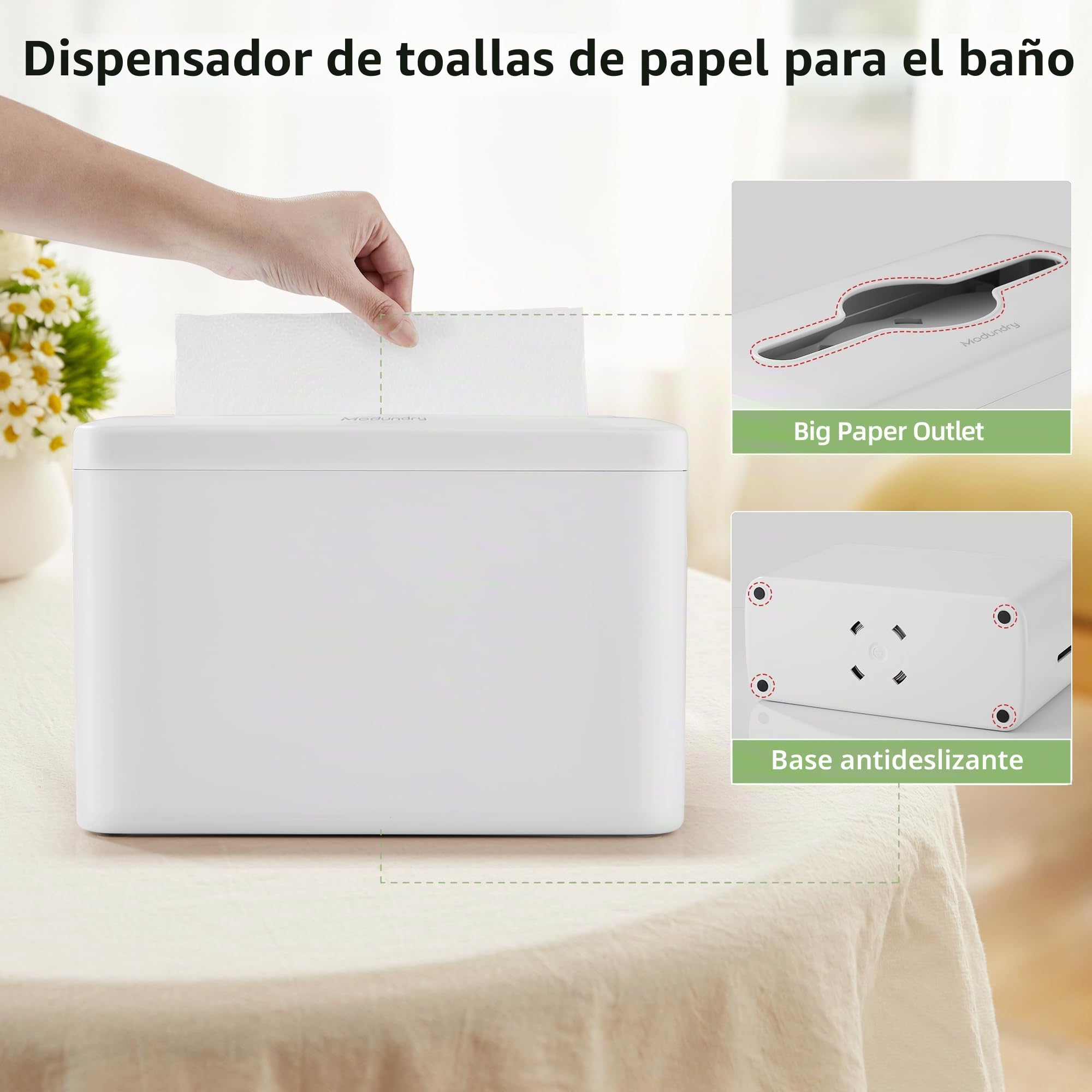 Dispensador de Toallas de Mano Entreplegadas para Mostrador, Dispensador de Papel Secamanos, Dispensador de Papel Toalla Plegado Comercial y Hogar, Blanco