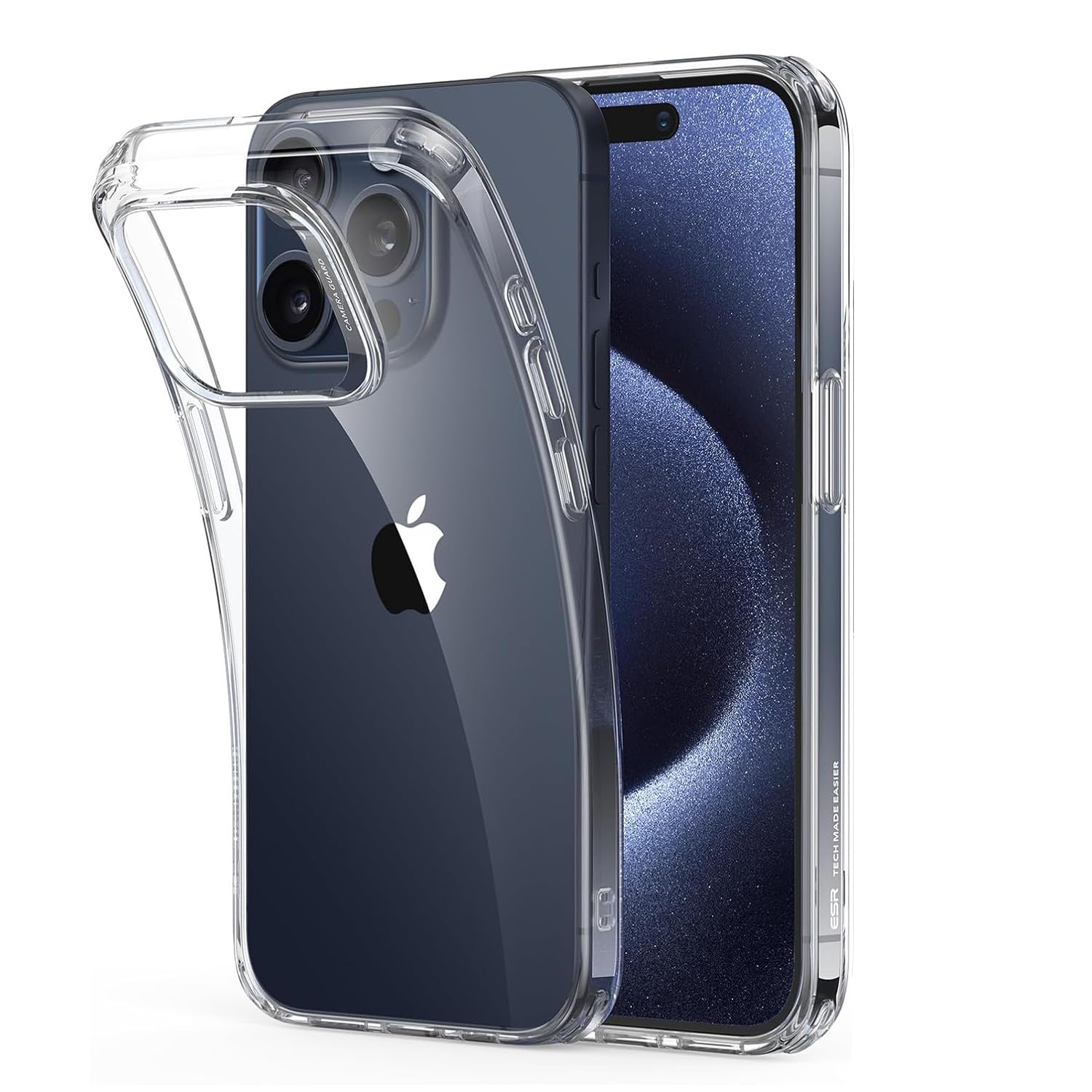 JW TechiPhone 15 Clear Case Cover, Shockproof Thin Case, Yellowing-Resistant Slim Transparent TPU Phone Cover, Zero Series, Clear (iPhone 15 Pro Max)