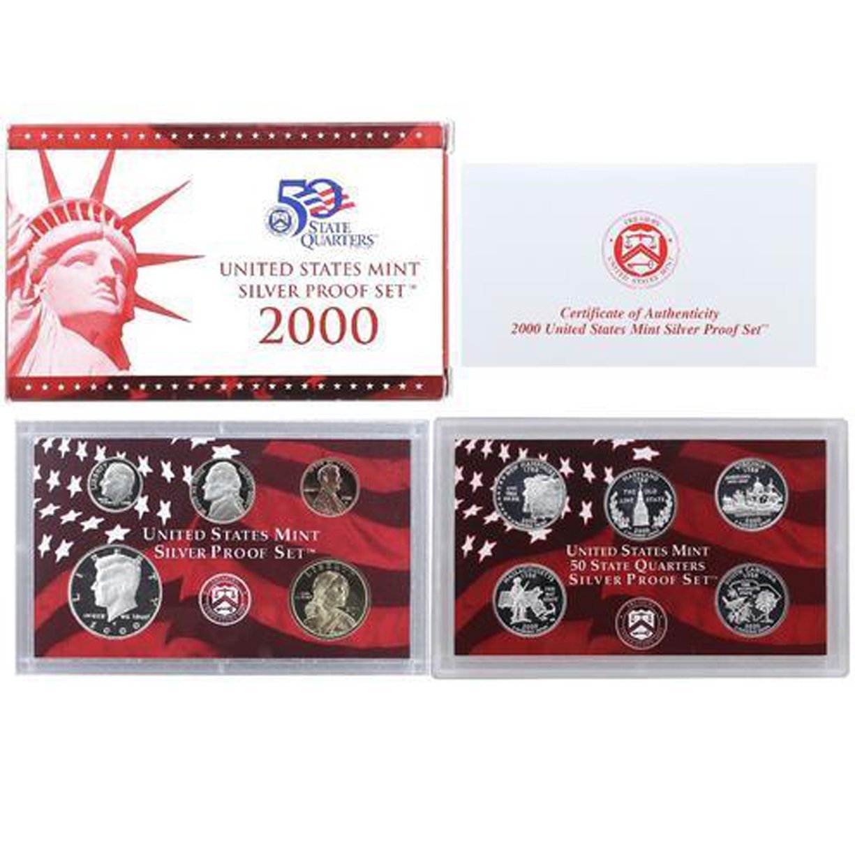 2000 S U.S. Mint Silver Proof Set - 10 Coins - OGP Superb Gem Uncirculated