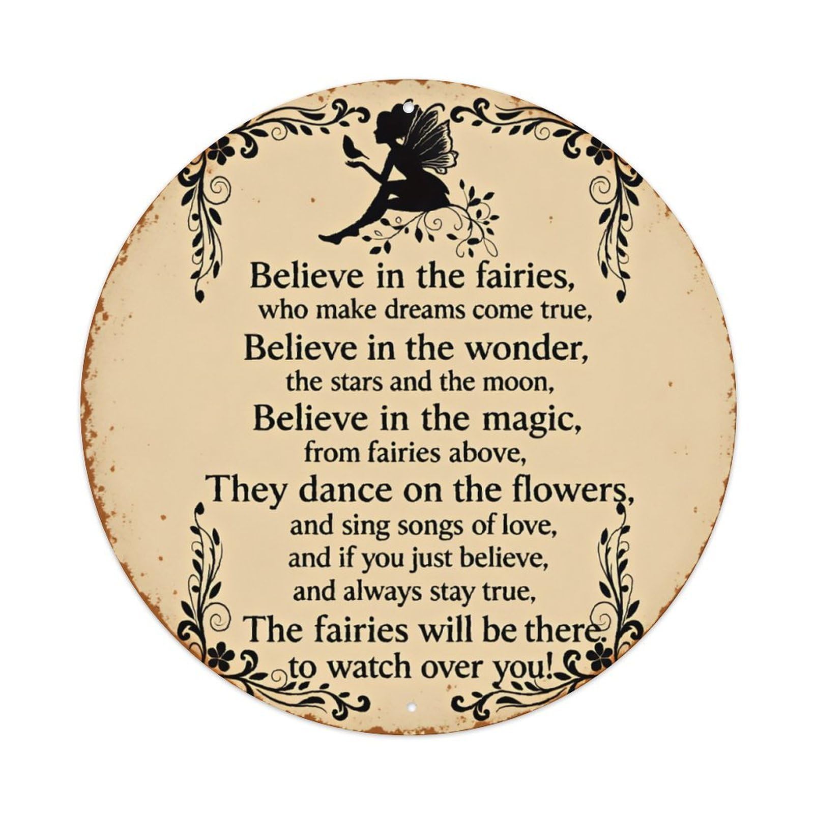 Fairy Quote Aluminium Sign 20x20cm