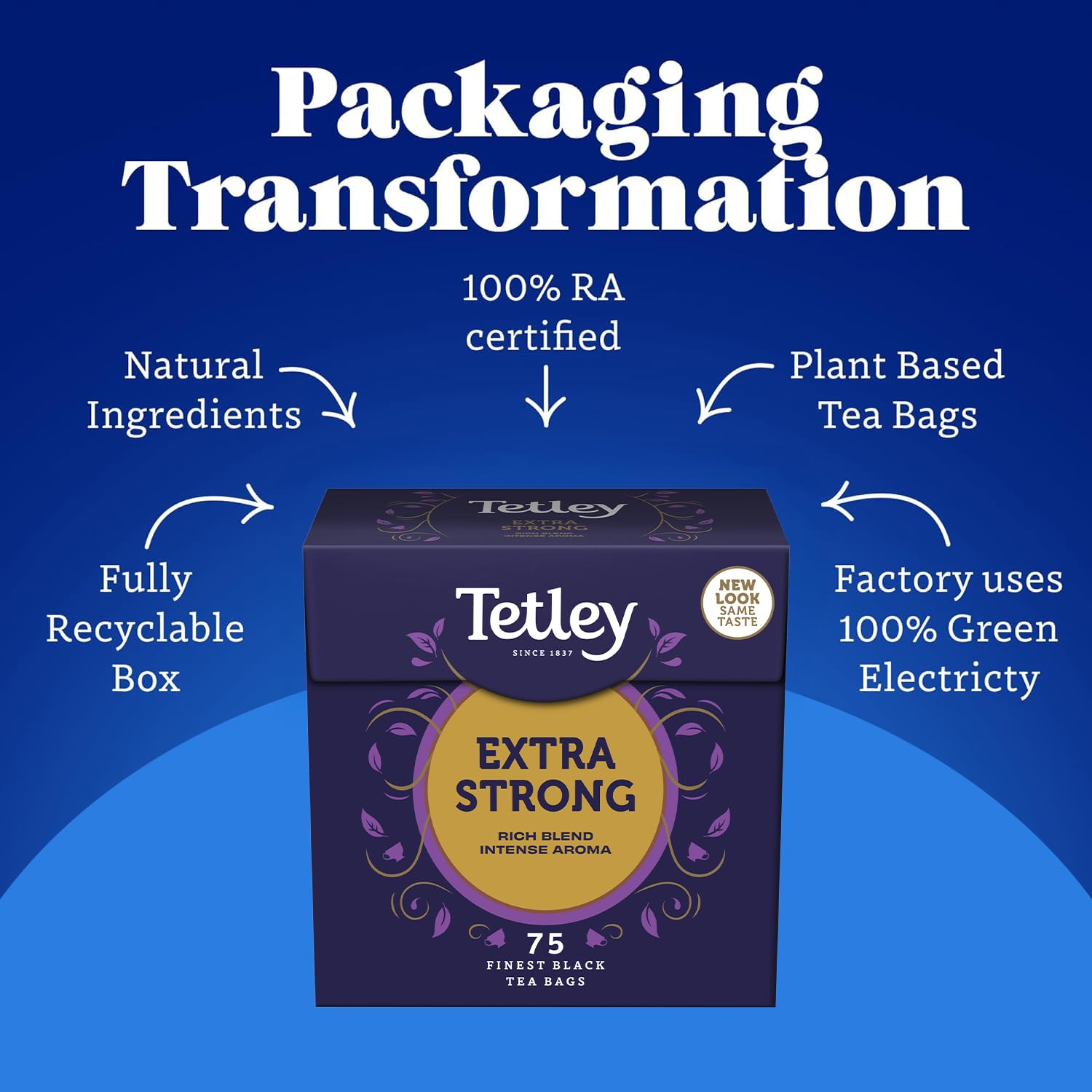 Tetley Extra Strong Tea, 6 x 75 Tea Bags - Rainforest Alliance