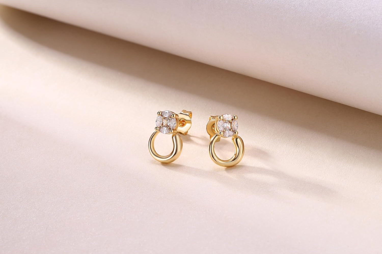 MDFUN Stud Hoop Earrings for Women,18k Gold Plated Hypoallergenic Cartilage Hoops Huggie Earrings Set for Multiple Piercing Trendy Jewelry Gifts - Image 3