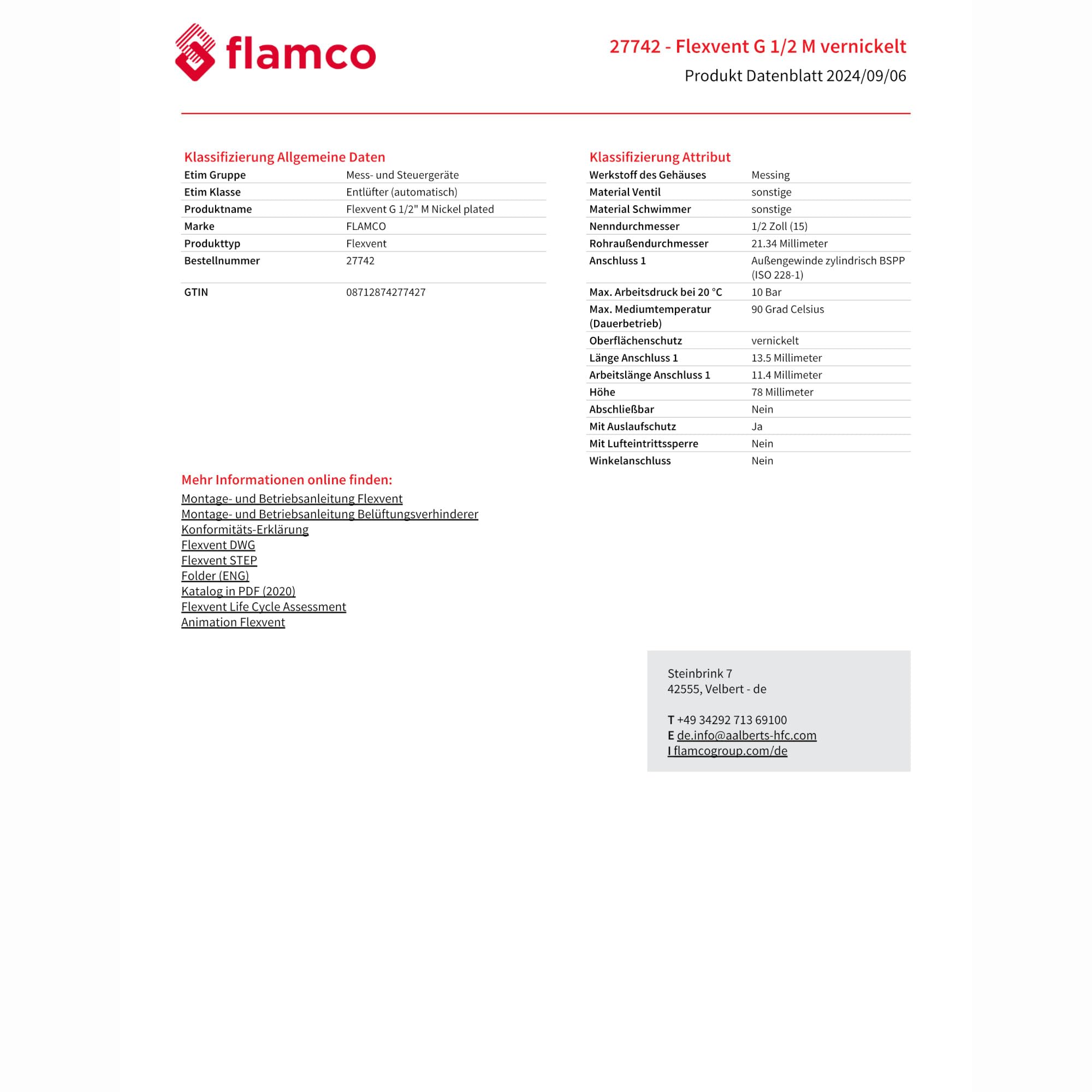 Valvola Di Sfiato Automatica Flamco Flexvent 27775 – 1/8” In Ottone, Per Impianti Di Riscaldamento - 4