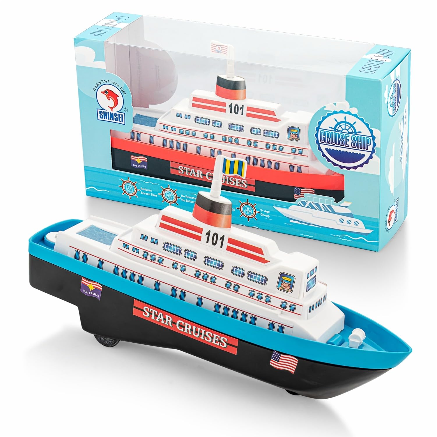 Pull Back Go Star Cruise Ship Replica | Pull Back Ship Toy | Water Boat | Ship Toys For Kids In Water | Scale Model For Kids | Ship Boat Toy, Multicolor
