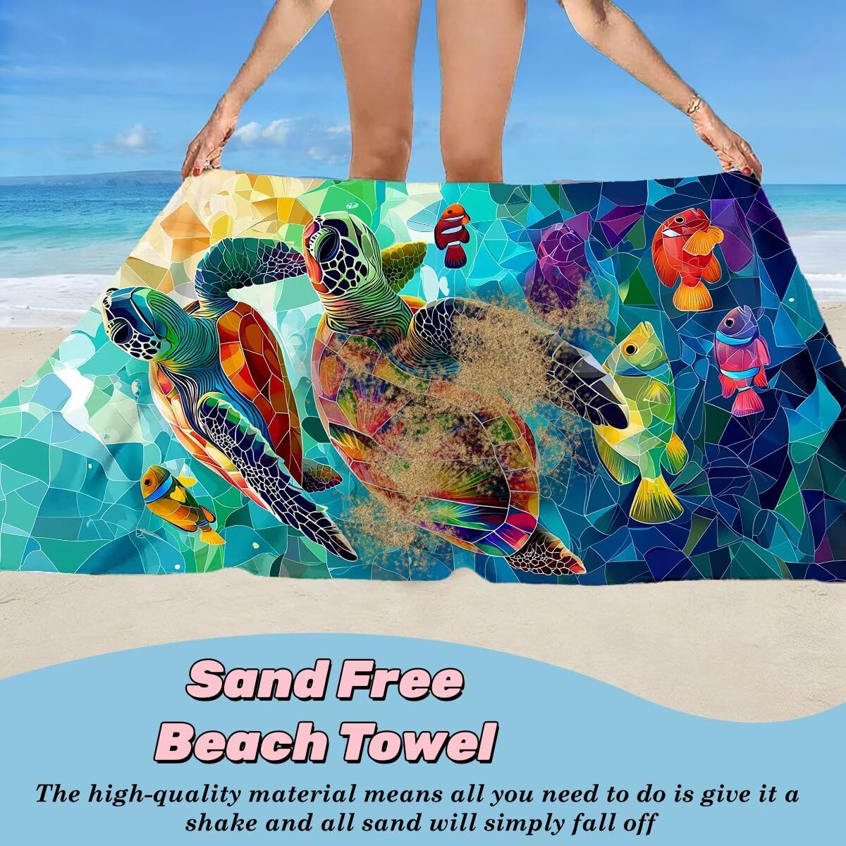Juego de 2 Toalla Playa Grande 100x200 cm, Secado Rapido Toalla Microfibra Gimnasio, Antiarena Toallas de Playa Tortuga Marina, Grande Ligera Compacta Toallas Microfibra Mujer Hombre para Viaje -4376