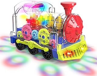 Gofimyee Luminous Train Toys for Toddlers: Transparent Gear Toy for Kids with Cool Lights and Music, Educational Crawl Toy for Baby Boys and Girls