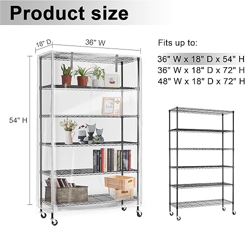 Miniatura 18 de Cubierta de estante de PVC semitransparente esmerilada para estantes de alambre, protector de almacenamiento impermeable a prueba de polvo, se