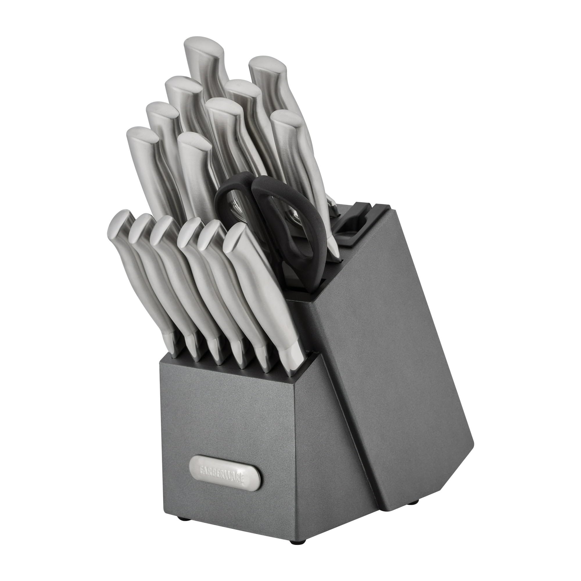 EdgeKeeper Professional 17-Piece Stainless Steel Knife Set Block Built-in Knife Sharpener - FORGED HANDLES: Are Crafted From Stainless Steel And Are Ergonomically Designed For A Comfortable Grip
