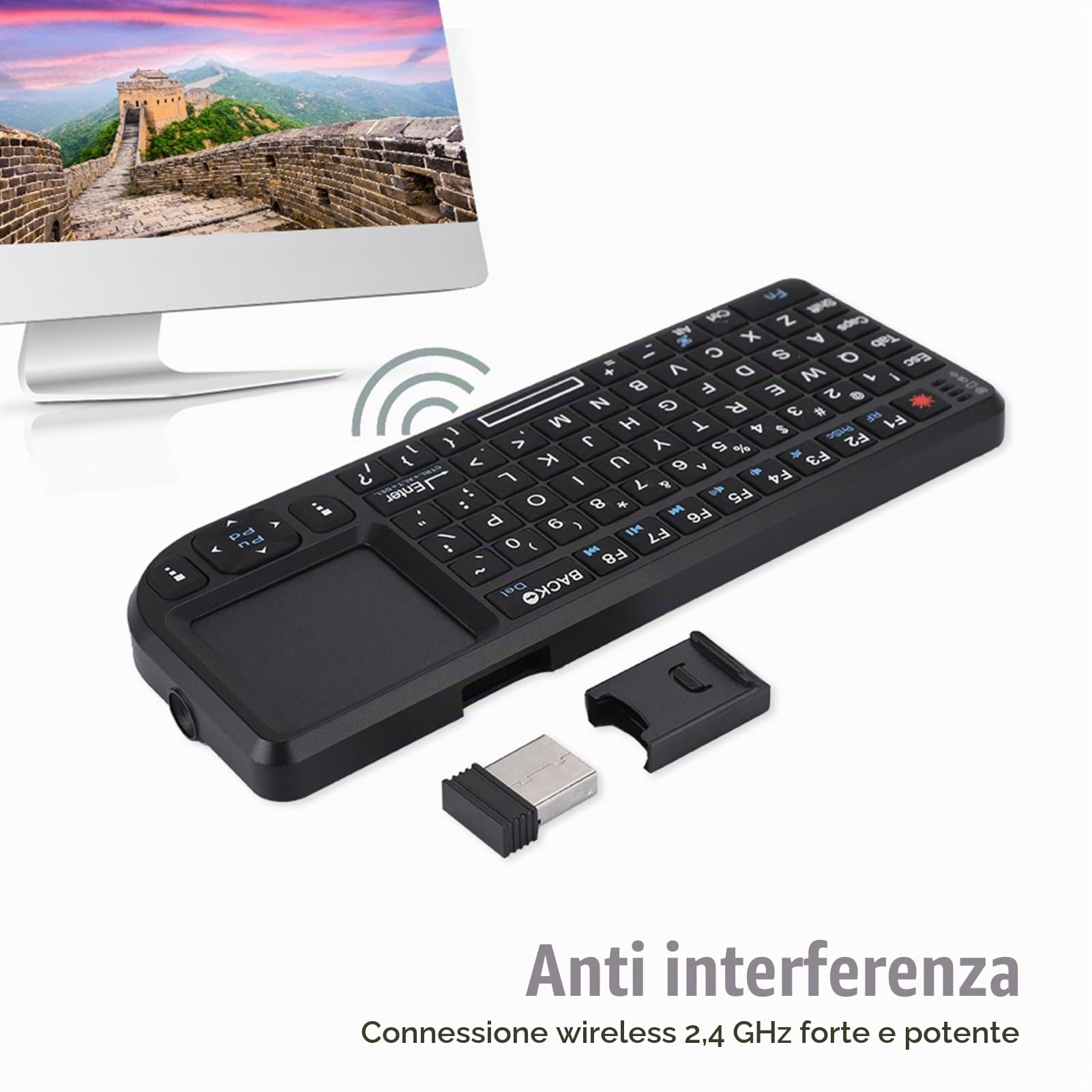Yunir Mini Tastiera Bluetooth, Portatile Wireless con Touchpad, Compatibile con TV, 360, Smartphone