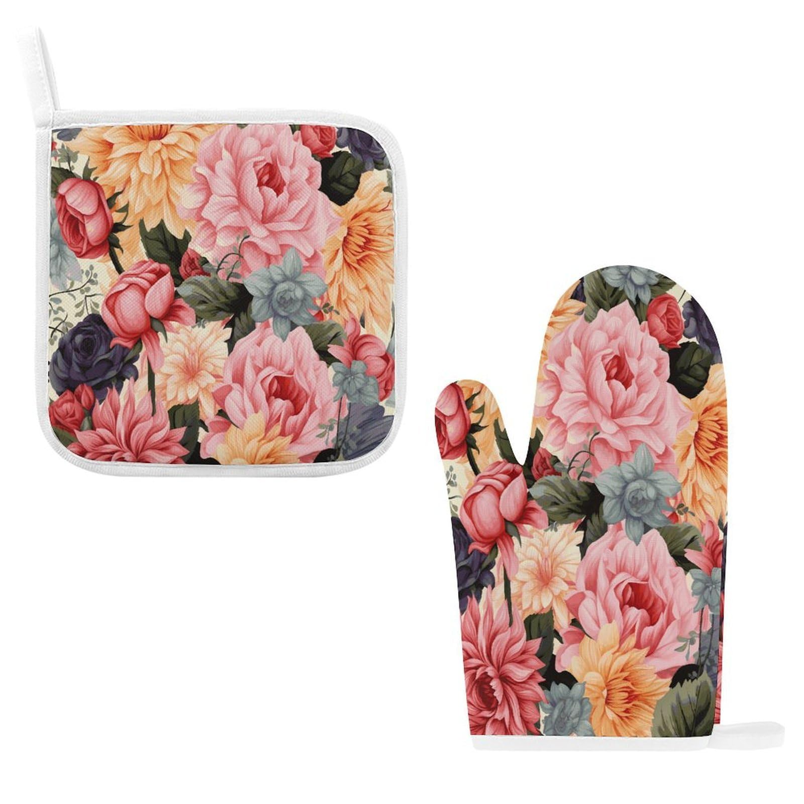 Fodpand Style Flower Pattern Oven Mitts And Pot Holders Sets