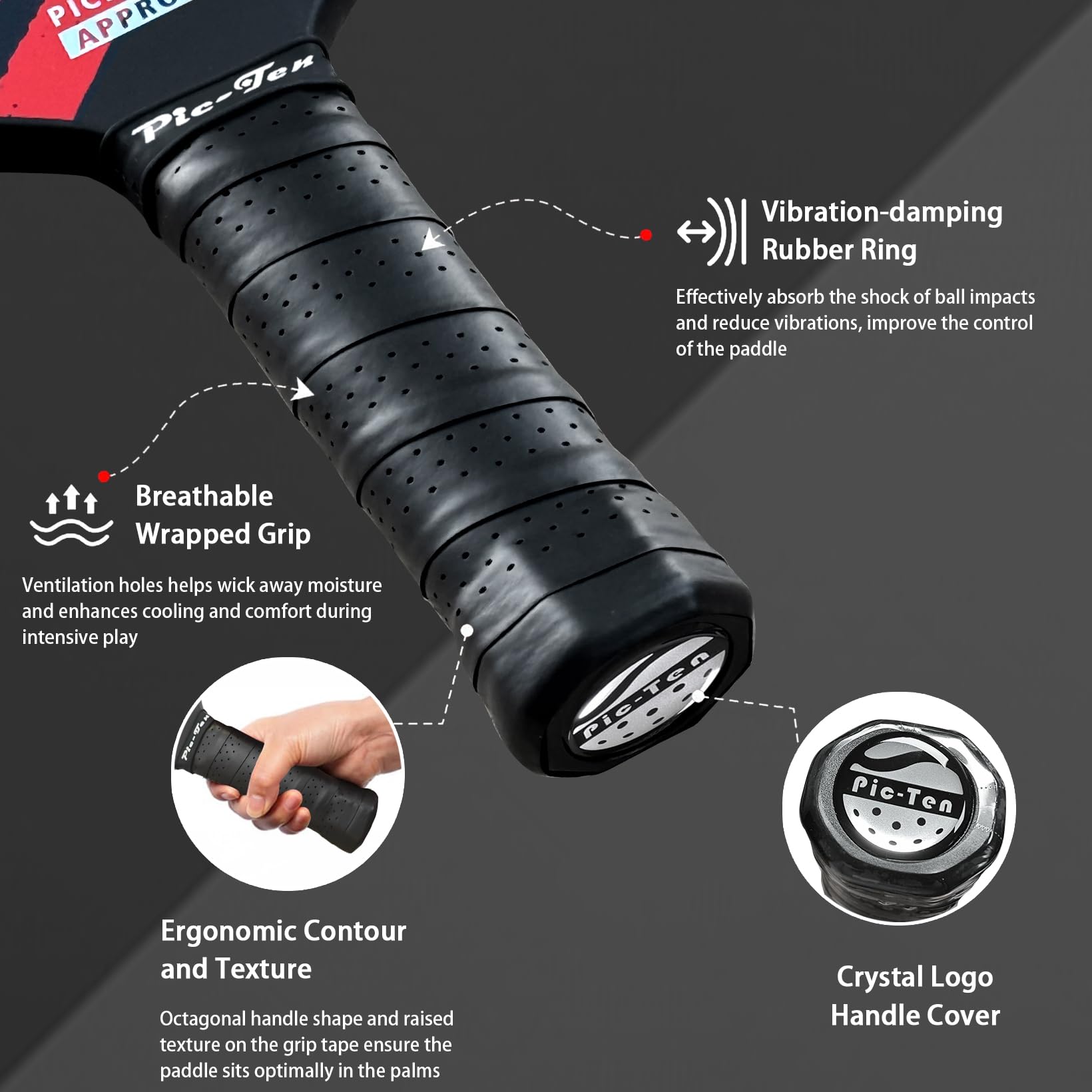 Friday Raquette De Pickleball, Approuvée Par Les États-Unis, Fibre De Carbone Durable, Design Monocoque Thermoformé, Noyau En Nid D'abeille, Surface Granuleuse Pour La Rotation (noir, 1 Pagaie