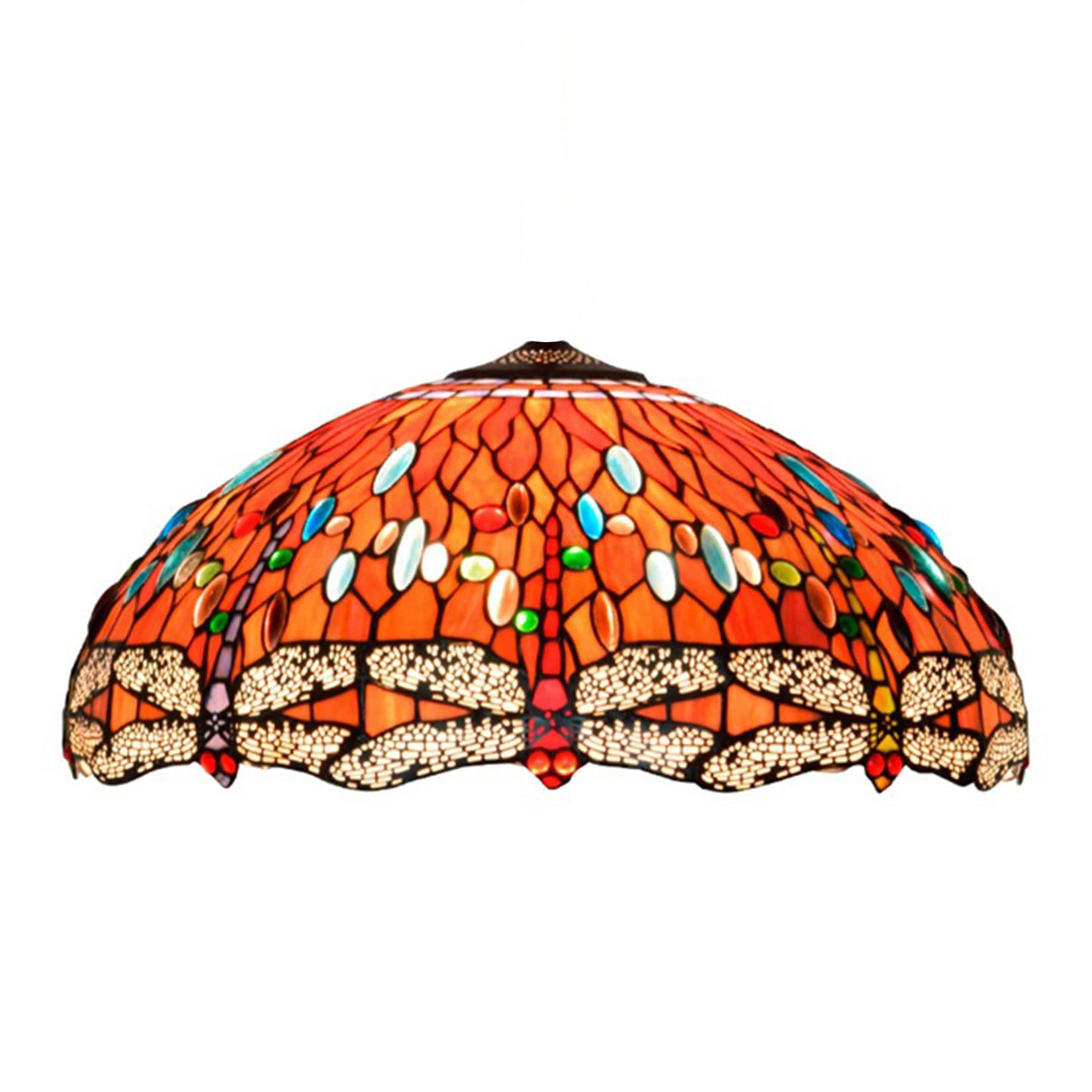 SaryEdge Tiffany Lamp Shade Replacement 20X9 Inch Stained Glass Dragonfly Lampshade for Table Lamps, Floor Lamp, Desk Light, Chandeliers, Ceiling Fixture, Pendant Light, Home Office De，Red