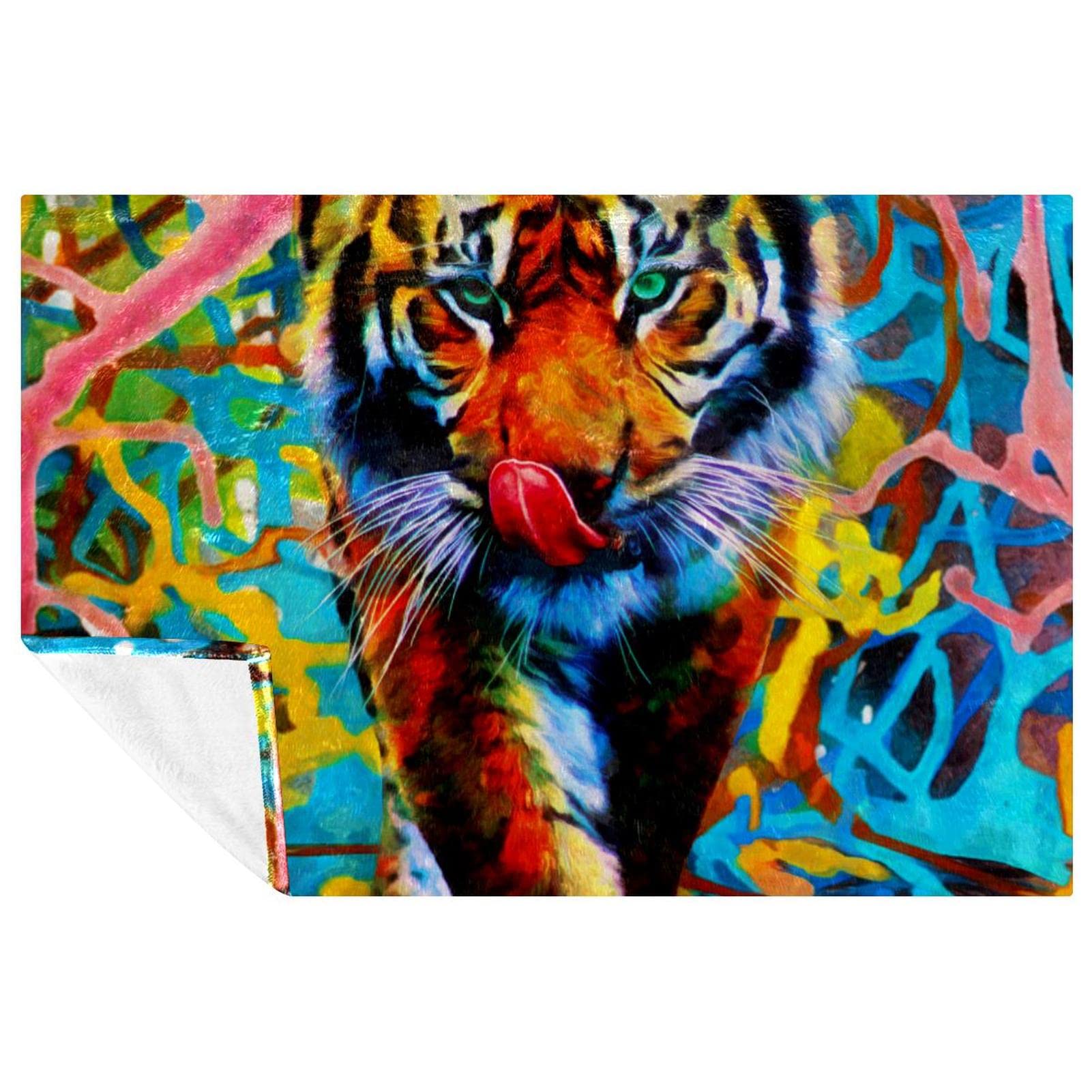 Peinture à l'huile de tigre impression d'artiste jeté de lit haut de gamme