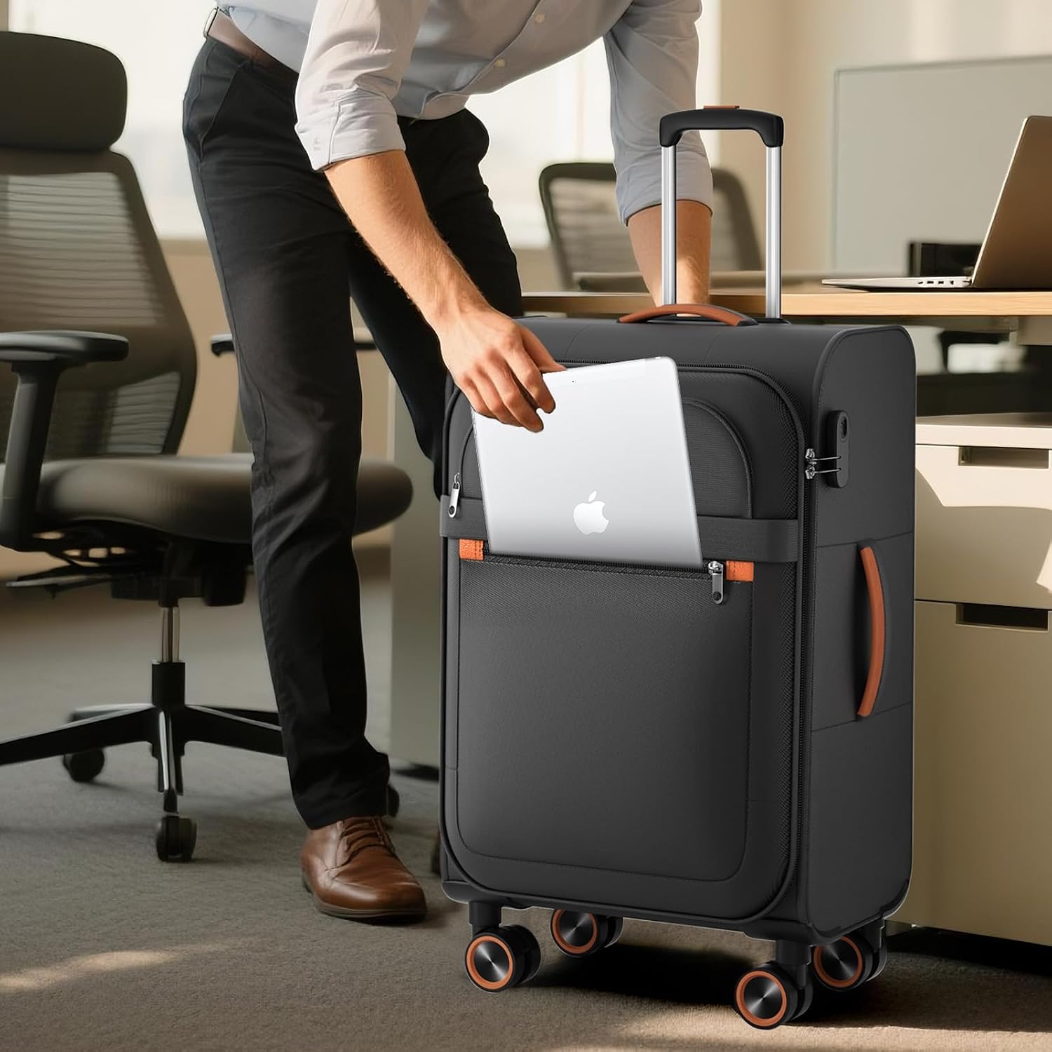 Weichschalenkoffer mittelgroß - Stoff Koffer Trolley 77 Liter
