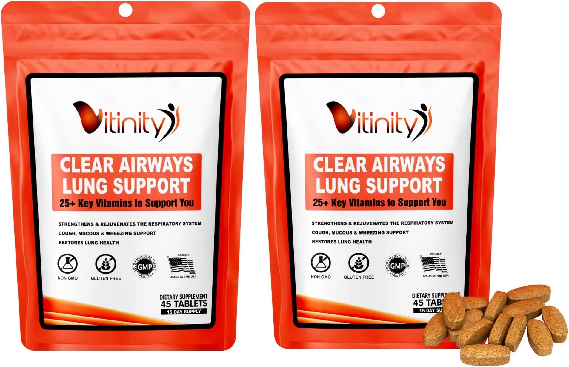 VITINITY Lung Cleanse & Respiratory Support Supplement-Natural Lung Health Complex-Lung Detox for Those with Breathing, Asthma, Seasonal Allergy (30 Day)
