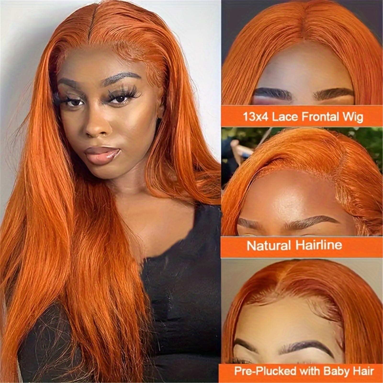 Mujer Pelucas de cabello humano liso Peluca frontal encaje HD 13X4(18inches)