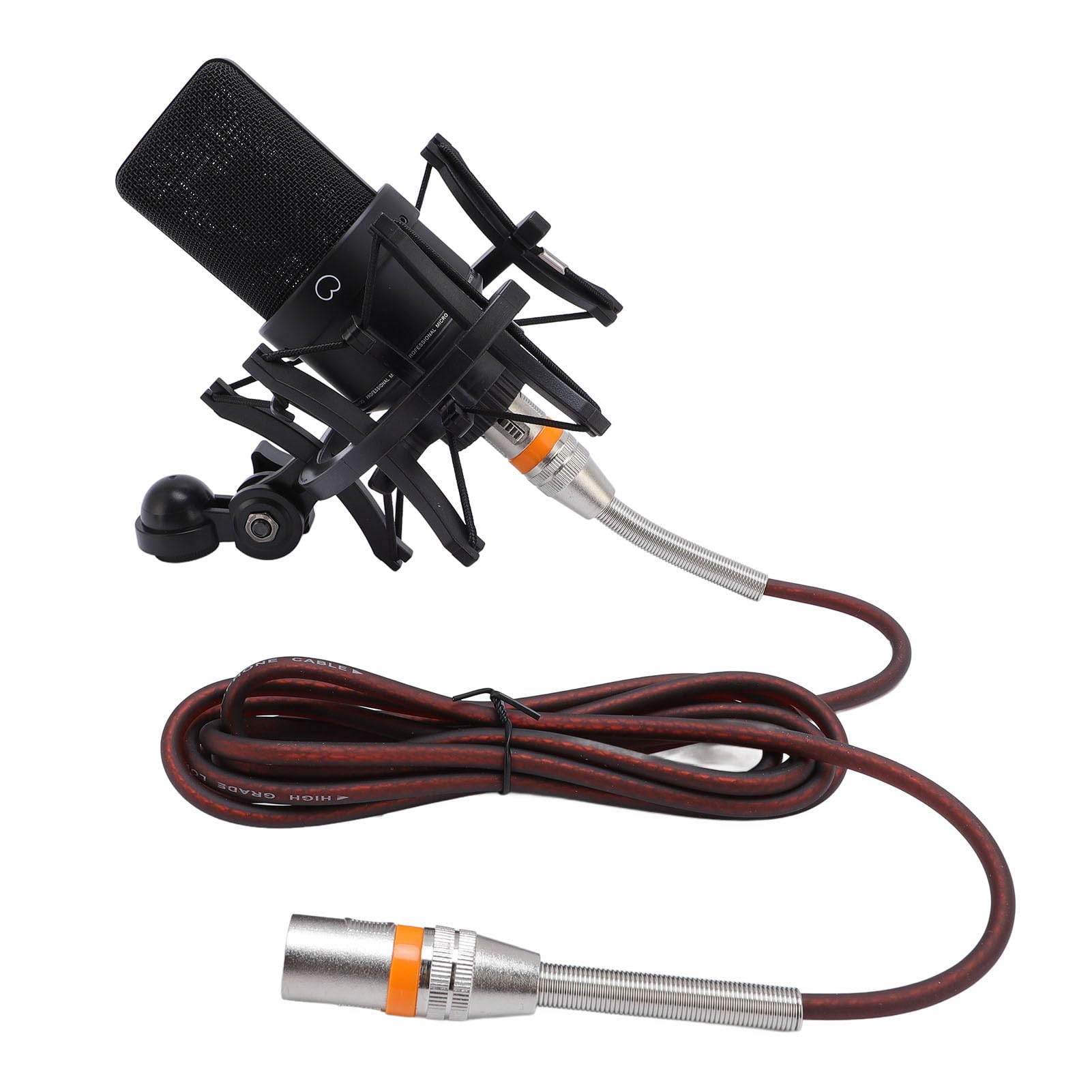 ASHATA Microphone à Condensateur de Studio Prise de Son Professionnelle pour Le Podcasting, Le Chant, Les Jeux, etc. avec Support Anti-Choc XLR pour Une Excellente Expérience D'enregistrement (Black)